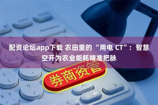 配资论坛app下载 农田里的 “用电 CT”：智慧空开为农业能耗精准把脉